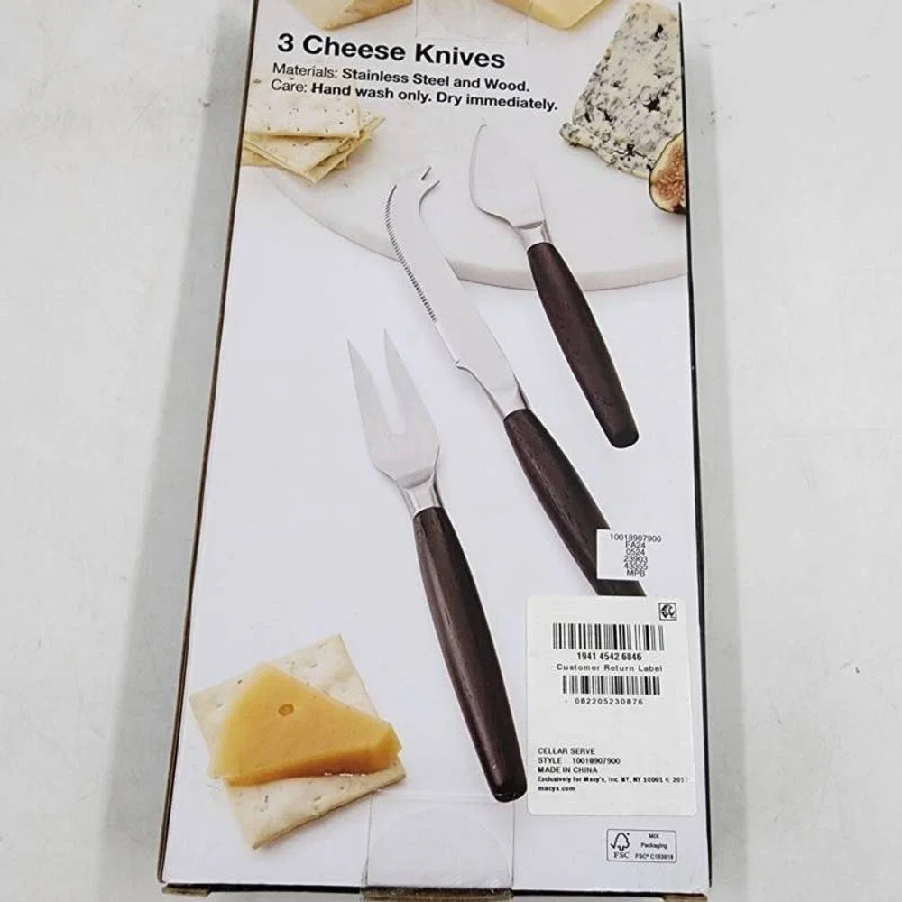 The Cellar Wood & Metal Cheese Serving Set Black/Silver - 3 Piece